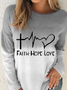 Long Sleeve Ombre Casual Love Letter T-shirt