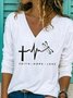 Dragonfly Long Sleeve V Neck Casual T-shirt