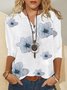 Women's Summer Floral Half Sleeve V Neck Blouse & Shirt