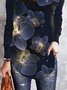 Casual Floral Printed V Neck Long Sleeve Loosen Long sleeve tops