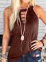 Casual Cotton Blends Tanks & Camis