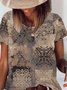 Casual Geometric Printed Round Neck Loosen Shirts & Tops