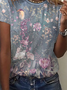 Floral Crew Neck Casual Short Sleeve T-Shirt