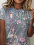Floral Crew Neck Casual Short Sleeve T-Shirt