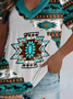Tribal V Neck Boho Short Sleeve T-Shirt