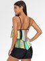 Hot Spring Vest Sling Backless Layered Printing Conservative Cover Belly Slim One Piece Top Tankini Swimsuit