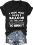 Funny A Good Mood Casual V Neck Short Sleeve T-Shirt