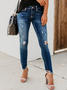 Women's Stretch Shredded Slim Foot Ripped Skinny Jeans