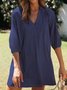 Cotton Blends Solid Short Sleeve Woven Dress