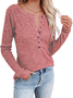 V Neck Casual Regular Fit Solid Knitted Shirts & Tops