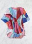 Beach Vacation Colorful Geometric Abstract Print Blouse