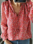 V Neck Loose Floral Casual Blouse