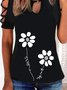Casual Floral Short Sleeve Round Neck Plus Size Printed Tops T-shirts