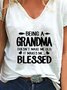Mother's Day Casual Short Sleeve V Neck Printed Top T-shirt