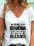 Mother's Day Casual Short Sleeve V Neck Printed Top T-shirt
