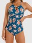 Ladies Sexy Cutout Floral One Piece Swimsuit