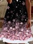 Casual Floral V Neck Sleeveless Knit Dress