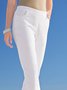 Casual Beach Daily Pocket Elastic Waist Cotton Solid Cropped Pants