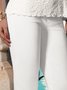White Casual Solid Skinny Pants
