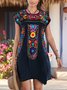 Tribal Printed Casual Short Sleeve Loosen Dress