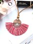 Boho Fan Pendant Tassel Necklace