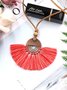 Boho Fan Pendant Tassel Necklace