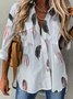 Feather Shirt Collar Long Sleeve Casual Blouse