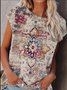 Tribal Casual Cotton Blends Short Sleeve Top