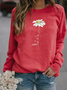 Women Round Neck Sunflower Printed Long Sleeve Sweatshirt