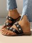 Women's Bohemian Pearl Floral Plus Size Slipper Sandals