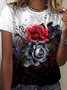 Casual Floral Short Sleeve Round Neck Printed Top T-shirt