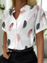 Feather V Neck Casual Short Sleeve Tops