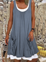Women Casual Summer Pockets Sleeveless A-Line Mini Dresses(Contains lining)