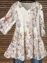 Women's Summer Half Sleeve V Neck Floral-Print Casual Tops