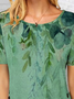 Women's Summer Plants Vintage Short Sleeve Crew Neck T-Shirts