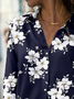 Loosen Shirt Collar Floral Long Sleeve Blouse