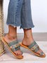 Woven Ethnic Pattern Sequined Thong Boho Slippers