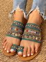 Woven Ethnic Pattern Sequined Thong Boho Slippers