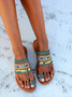 Woven Ethnic Pattern Sequined Thong Boho Slippers