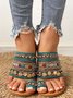 Woven Ethnic Pattern Sequined Thong Boho Slippers