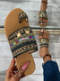 Woven Ethnic Pattern Sequined Thong Boho Slippers