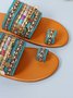 Woven Ethnic Pattern Sequined Thong Boho Slippers