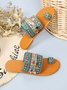 Woven Ethnic Pattern Sequined Thong Boho Slippers