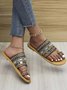 Woven Ethnic Pattern Sequined Thong Boho Slippers