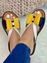 Contrast Paneled Bow Flat Slippers