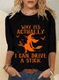Halloween Casual Long Sleeve Round Neck Printed Top T-shirt
