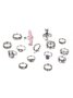 15Pcs Pink Gemstone Flower Shape Diamond Ring Set