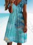 Casual Sea Short Sleeve V Neck Printed Dress