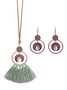 3PC Retro Style Holiday Leisure Geometric Hollow Tassel Earrings Necklace Set