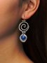 Ethnic Vintage Spiral Blue Gemstone Handmade Earrings